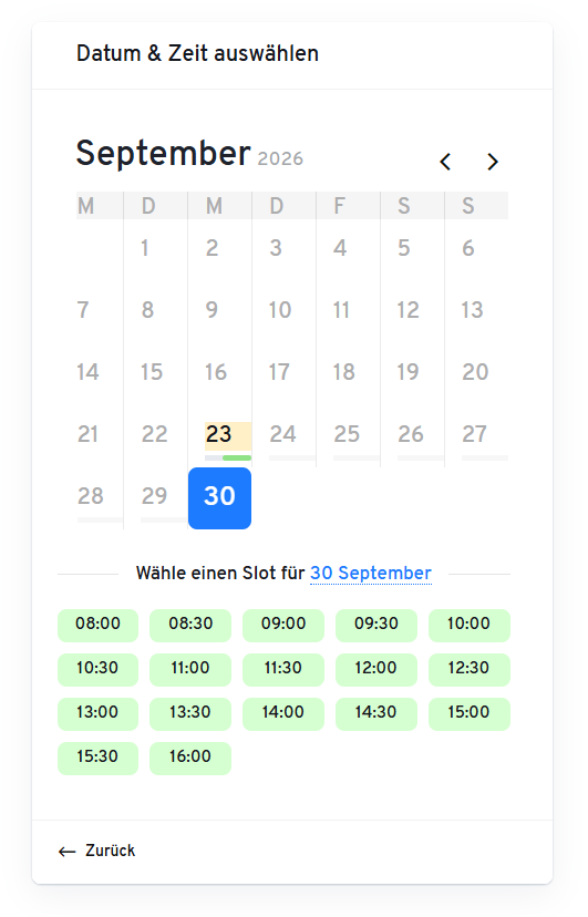 screenshot terminbuchung